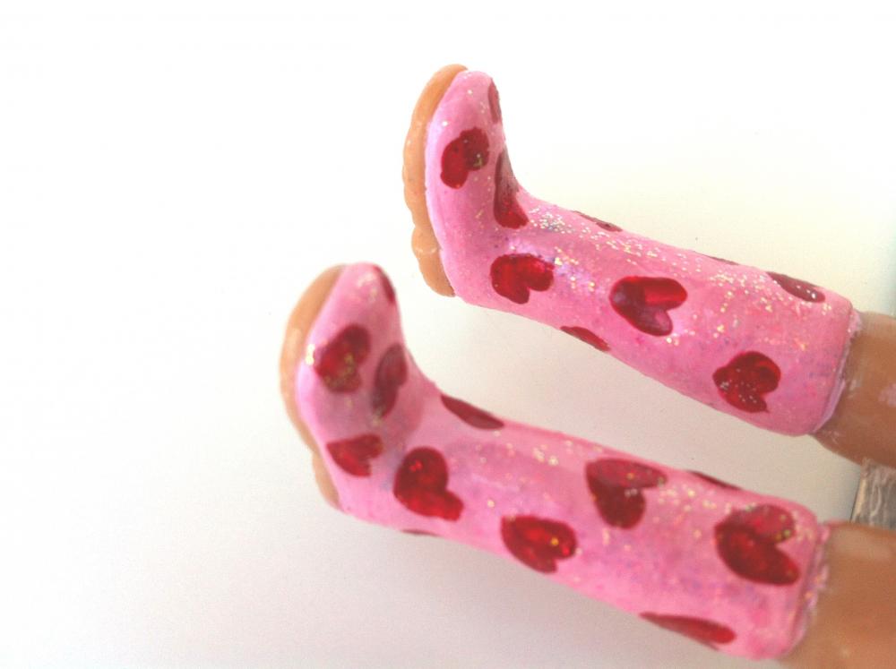 Valentines Rainboots Bookmark - Red Rainboots Pink Hearts - Fun And Unique Bookmarks